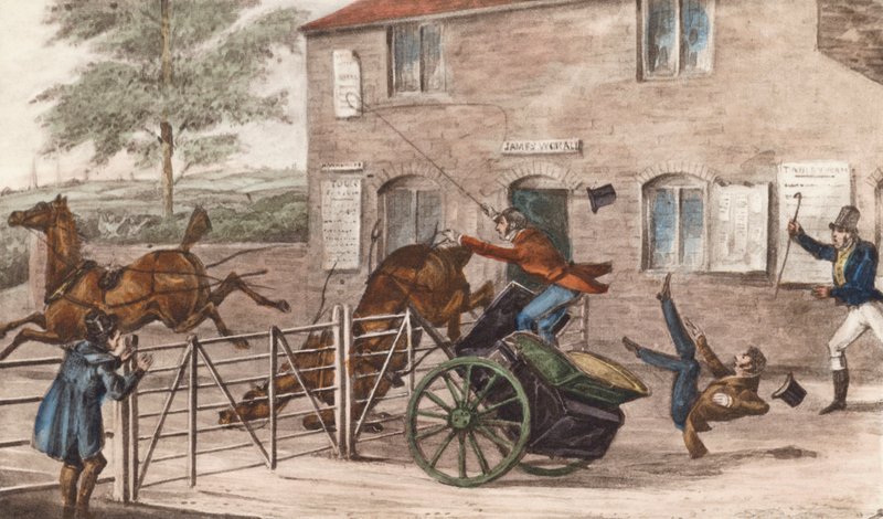 "Ik vraag me af of hij een goede houtenspringer is!" (litho) door Henry Thomas (after) Alken