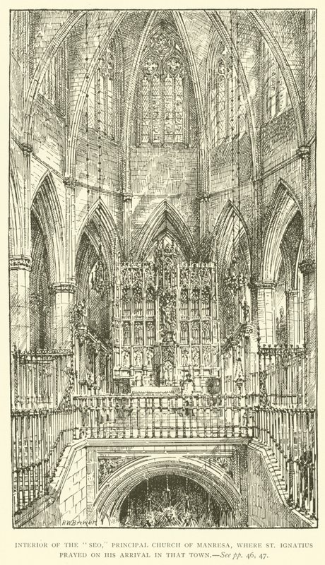 Interieur van de "Seo," Hoofdkerk van Manresa, waar St. Ignatius bad bij zijn aankomst in die stad door Henry William Brewer