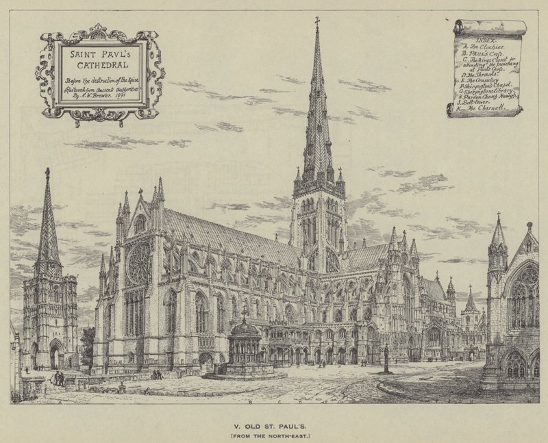 Oude St. Pauls, vanaf het Noordoosten door Henry William Brewer