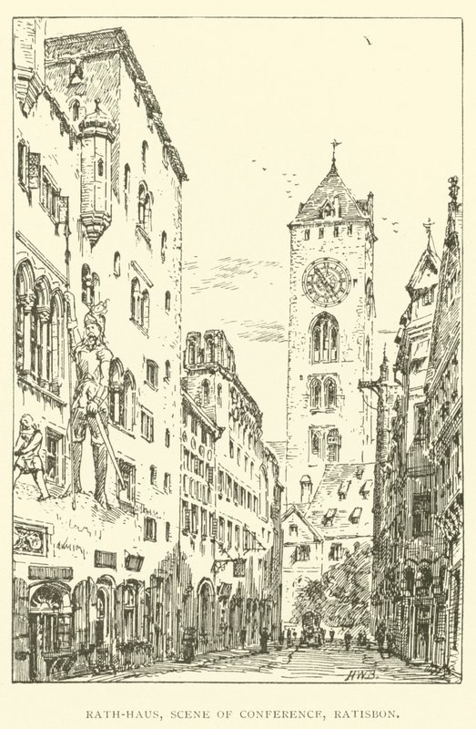 Rath-Haus, scène van conferentie, Ratisbon door Henry William Brewer
