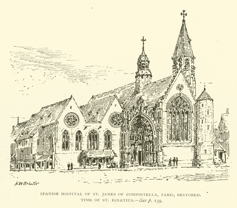 Spaans Ziekenhuis van St. James van Compostella, Parijs, gerestaureerd, tijd van St. Ignatius door Henry William Brewer