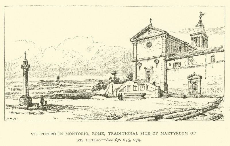 St. Pietro in Montorio, Rome, traditionele plaats van het martelaarschap van St. Peter (gravure) door Henry William Brewer