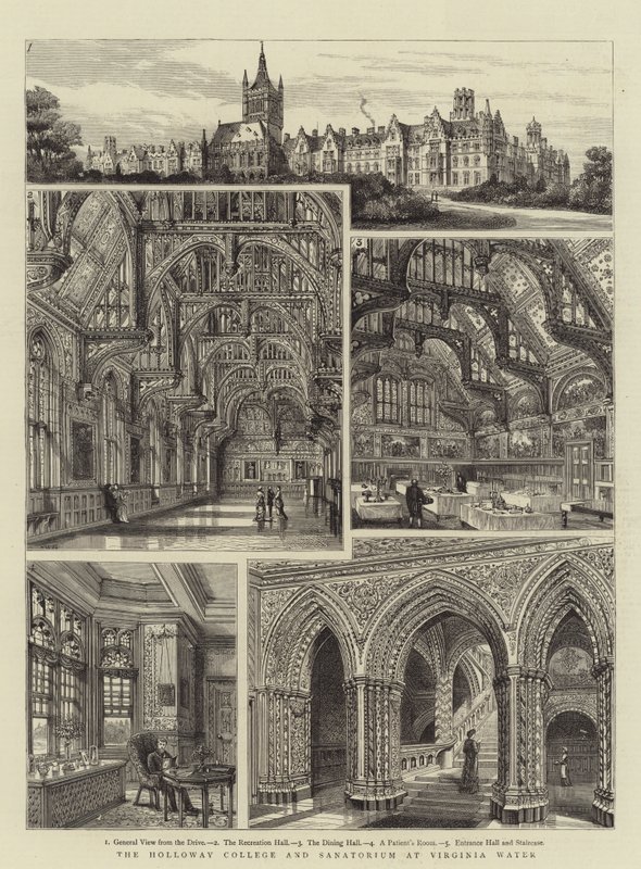 Het Holloway College en sanatorium in Virginia Water door Henry William Brewer