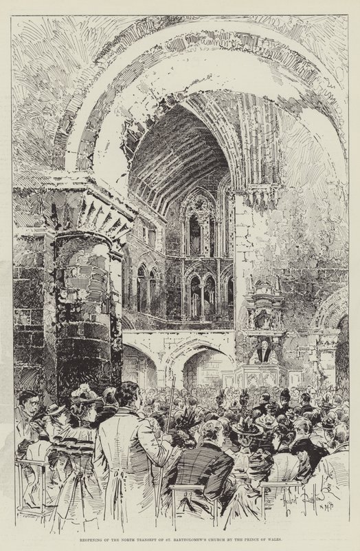 Heropening van het noordelijke transept van de St. Bartholomeuskerk door de Prins van Wales door Herbert Railton