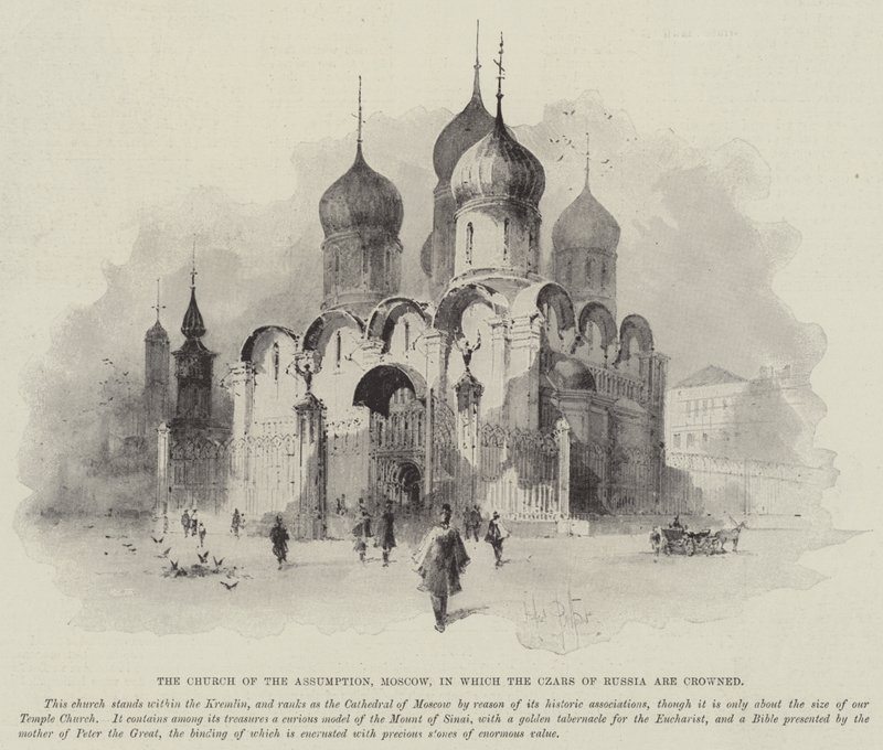 De Kerk van de Hemelvaart, Moskou, waar de tsaren van Rusland worden gekroond door Herbert Railton