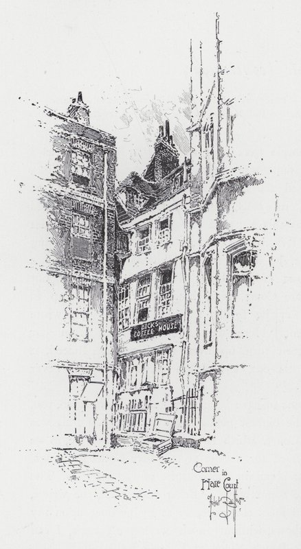 Hoek in Hare Court (gravure) door Herbert (after) Railton