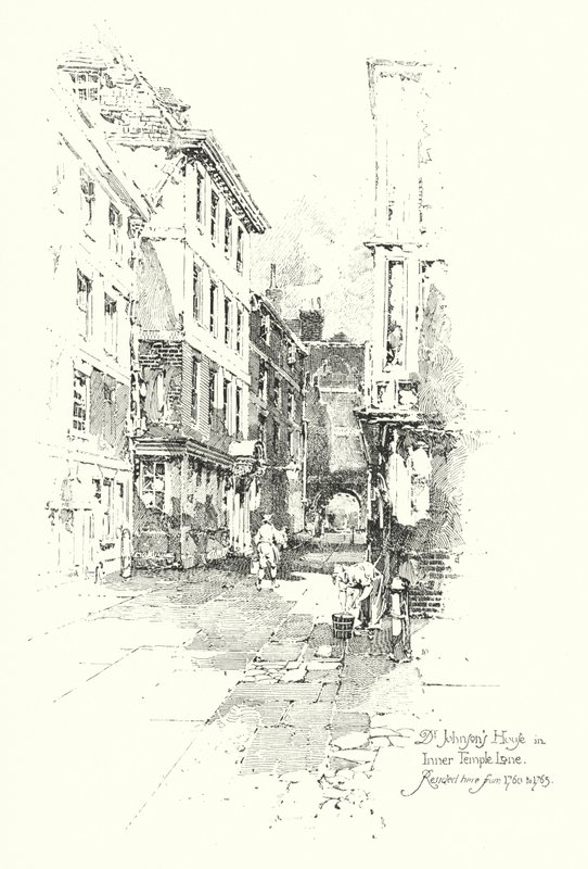 Huis van Dr. Johnson, Inner Temple Lane, woonde daar van 1760 tot 1765 door Herbert (after) Railton