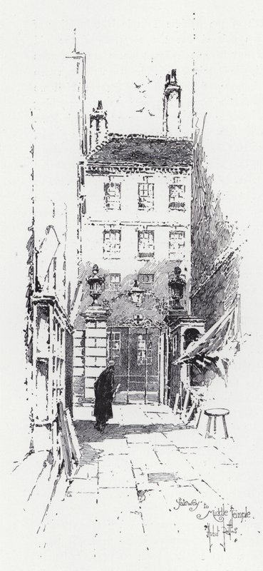 Poort naar Middle Temple door Herbert (after) Railton