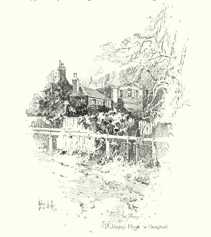 De Priory, huis van Dr. Johnson, in Hampstead, Londen door Herbert (after) Railton