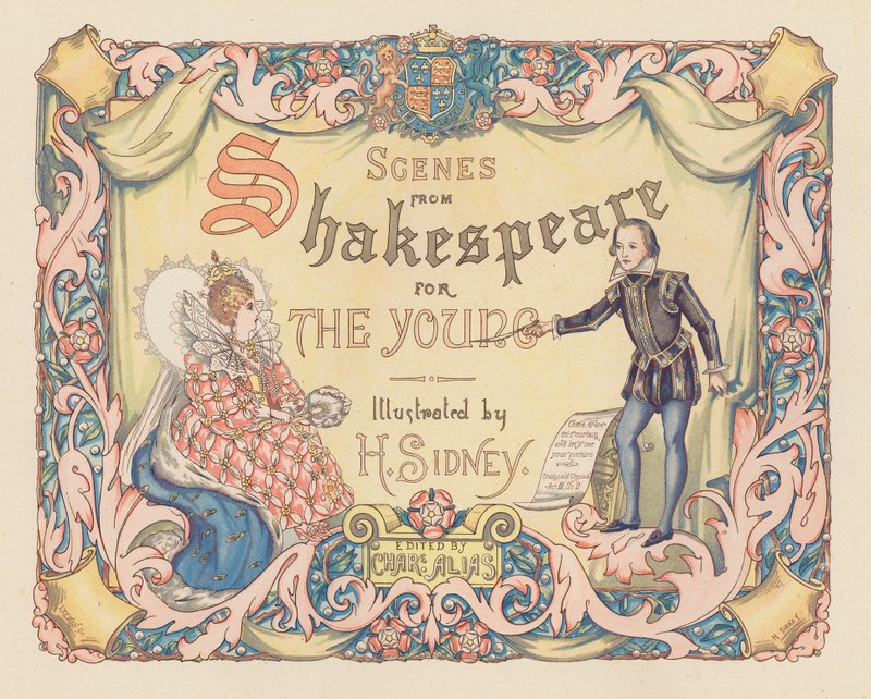 Titelpagina illustratie voor Scènes uit Shakespeare voor de jeugd door Herbert (after) Sidney