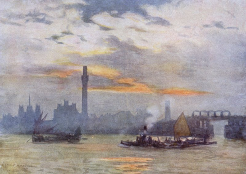 Zonsopgang bij Lambeth door Herbert Menzies (after) Marshall
