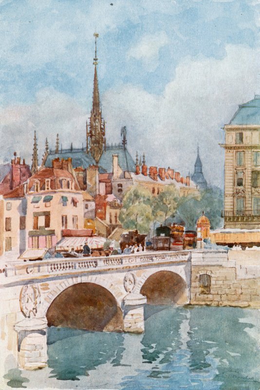 Pont St Michel en Ste Chapelle, Parijs door Herbert Menzies Marshall