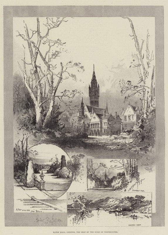 Eaton Hall, Chester, de zetel van de hertog van Westminster door Herbert Railton
