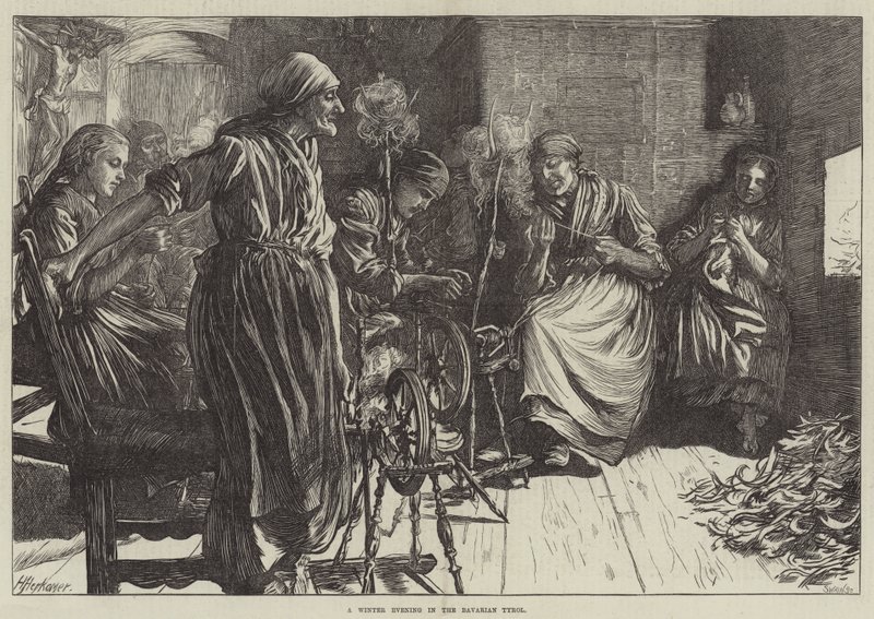 Een winteravond in de Beierse Tirol door Herman Gustave Herkomer