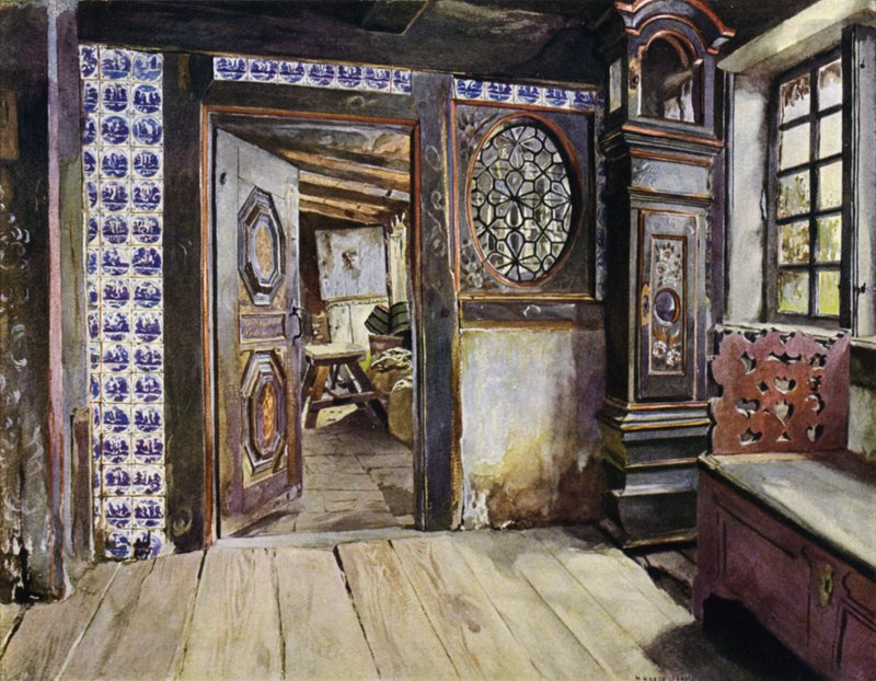 Hal in het E Harden House in Neuengamme, nabij Hamburg door Hermann Haase