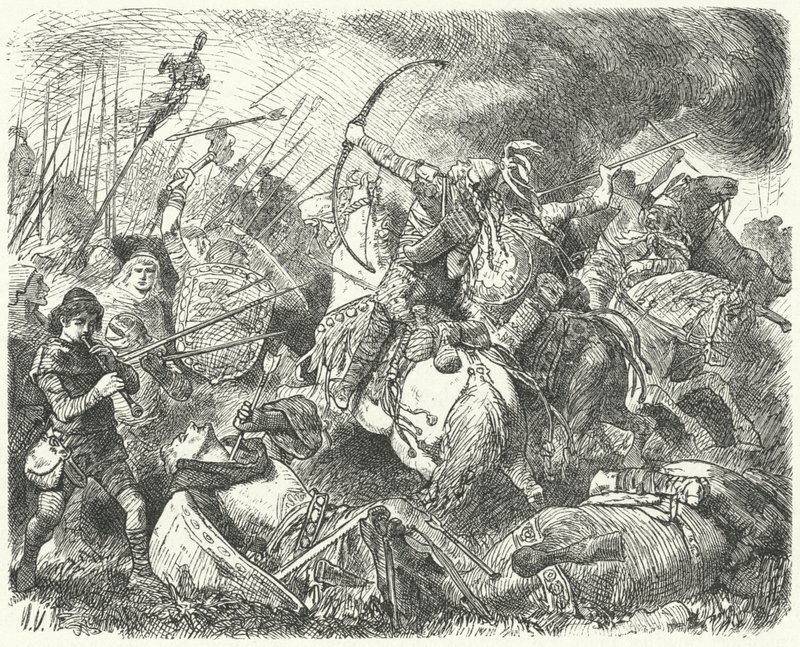 Een Hunnenleger teruggedrongen op het slagveld door Hermann Vogel