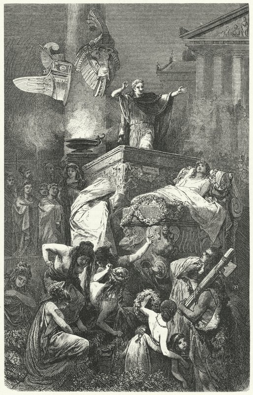 Augustus houdt de redevoering bij de begrafenis van zijn neef Marcellus, 23 v.Chr. door Hermann Vogel