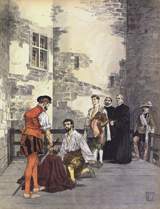 Executie van Charles de Gontaut, Hertog van Biron, wegens verraad, in de Bastille, Parijs, 1602 door Hermann Vogel