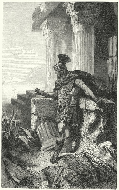Gaius Marius in ballingschap tussen de ruïnes van Carthago door Hermann Vogel