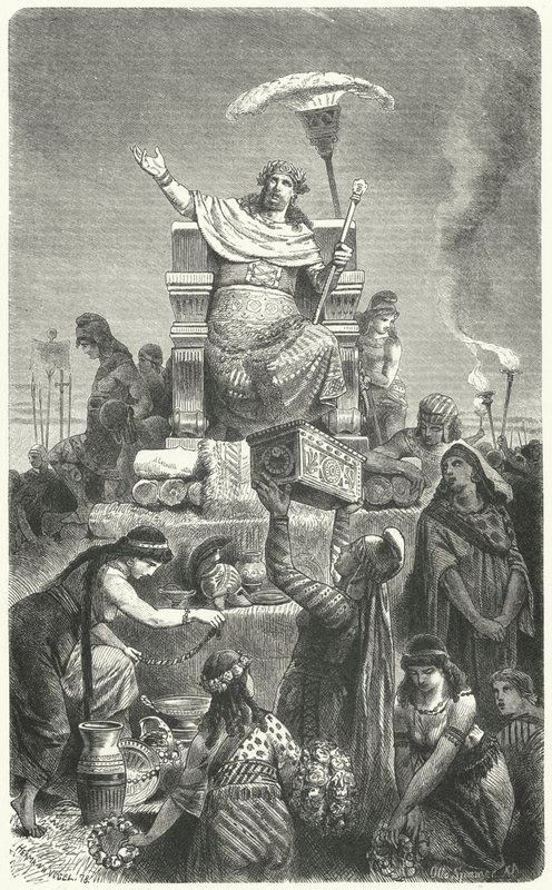 Koning Croesus op zijn brandstapel door Hermann Vogel