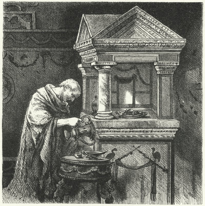 Offers brengen in een tempel in het oude Rome door Hermann Vogel