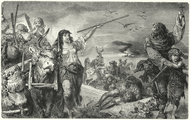Leden van de Waldenzenbeweging op de vlucht voor vervolging door Hermann Vogel