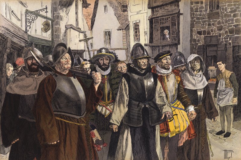 Processie van de Katholieke Liga door de straten van Parijs, 1590 door Hermann Vogel