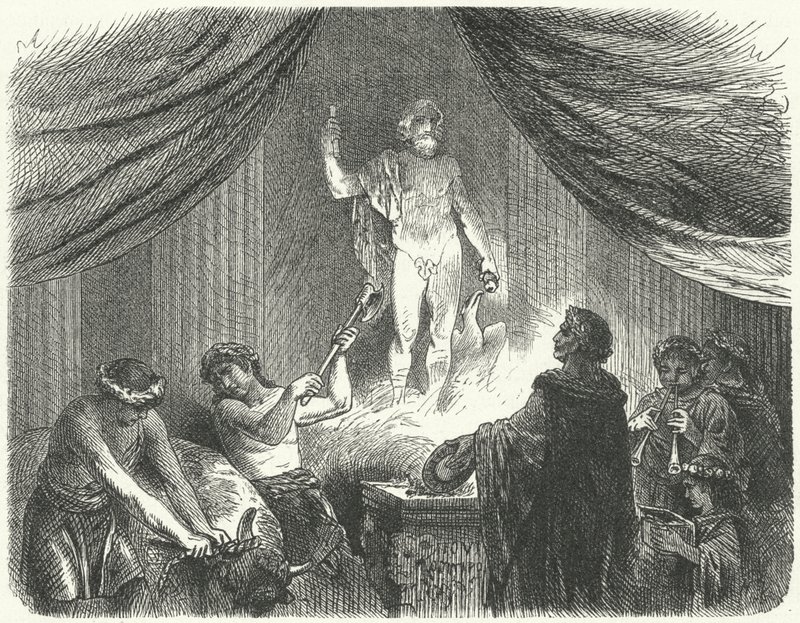 Romeinen brengen een offer aan de god Jupiter door Hermann Vogel
