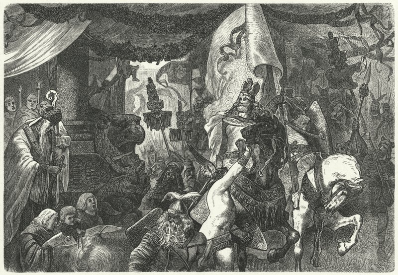 Theoderik de Grote, koning van de Ostrogoten, betreedt Rome door Hermann Vogel