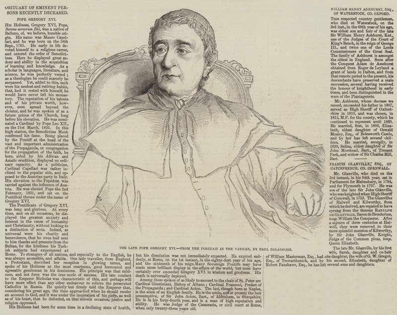 Overlijdensbericht van recent overleden vooraanstaande personen door Hippolyte Delaroche