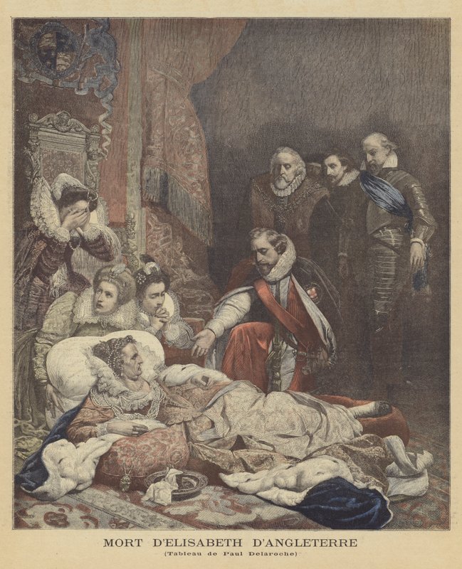 De dood van Elizabeth I, koningin van Engeland door Hippolyte Delaroche