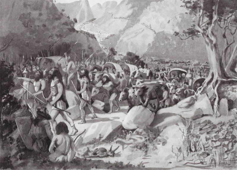 Een Migratie van Scythische Stammen door een Pas in de Bergen van Klein-Azië door Horace Moore Jones