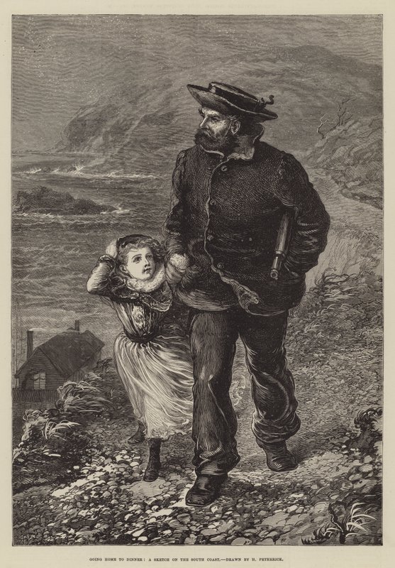 Naar huis voor het diner, een schets aan de zuidkust door Horace Petherick