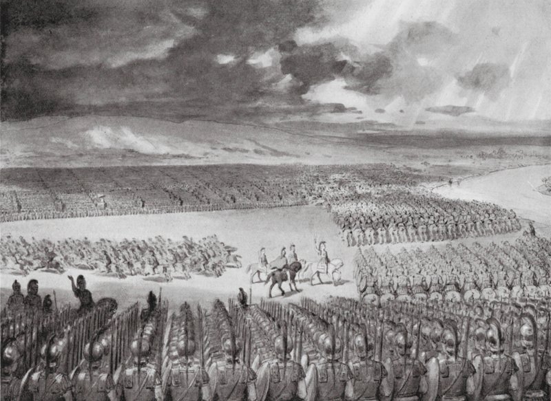 Porus wacht op de aanval van Alexander, juli 326 v.Chr. door Horace van Ruith