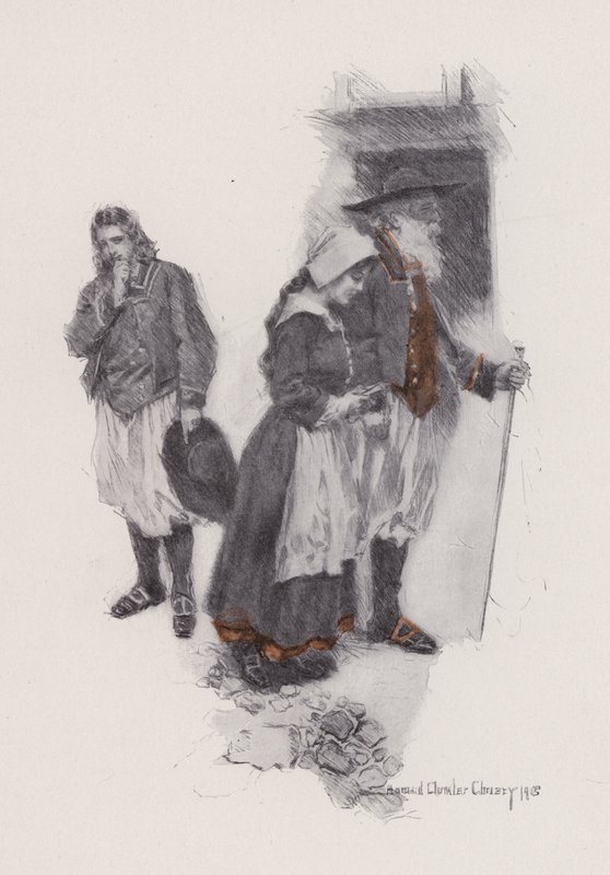 Illustratie voor Evangeline, Een Verhaal van Arcadie, door Henry Wadsworth Longfellow door Howard Chandler (after) Christy