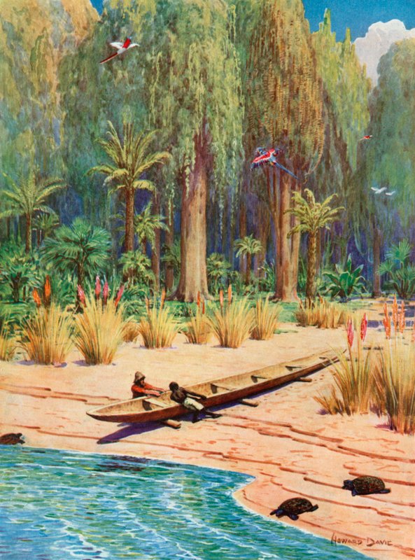 Illustratie voor Robinson Crusoe door Howard Davie