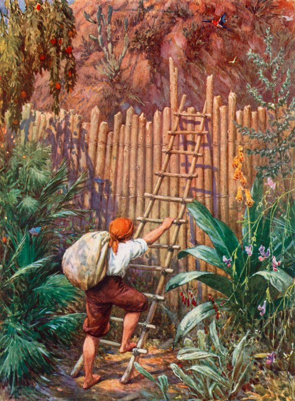 Illustratie voor Robinson Crusoe door Howard Davie