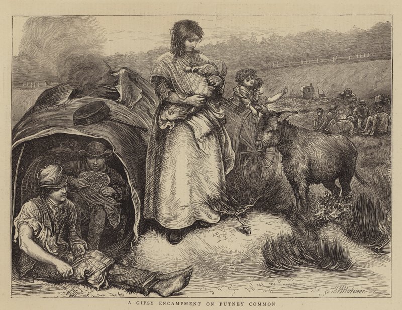 Een zigeunerkamp op Putney Common door Hubert von Herkomer