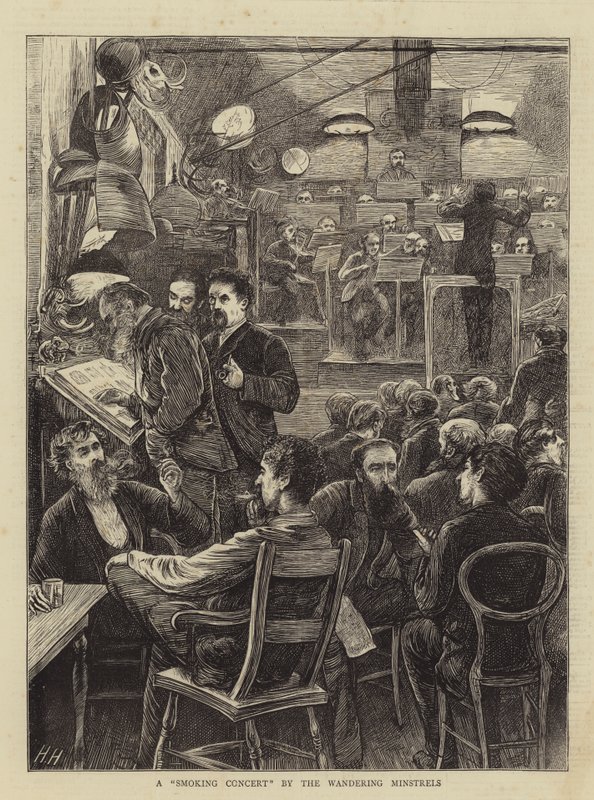 Een rookconcert door de Zwervende Minstrelen door Hubert von Herkomer