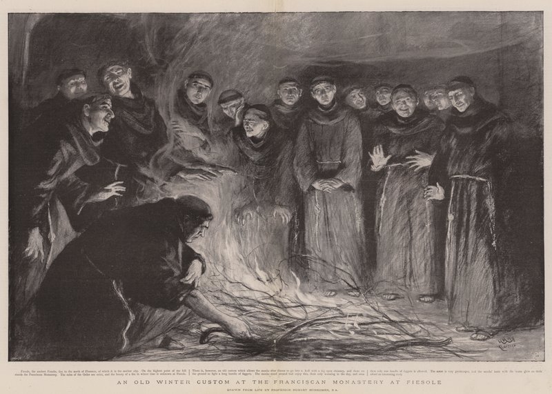 Een oude wintergewoonte in het Franciscaner klooster in Fiesole door Hubert von Herkomer