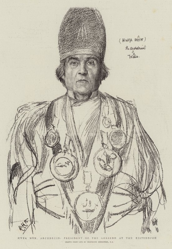Hwfa Mon, Aartsdruïde, voorzitter van de Gorsedd op de Eisteddfod door Hubert von Herkomer