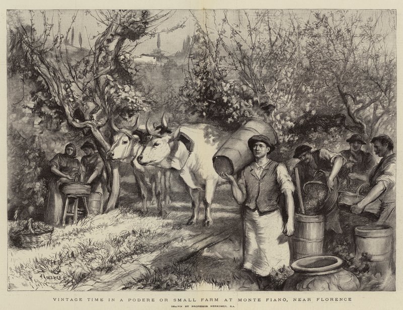 Oogsttijd in een Podere of Kleine Boerderij bij Monte Fiano, nabij Florence door Hubert von Herkomer