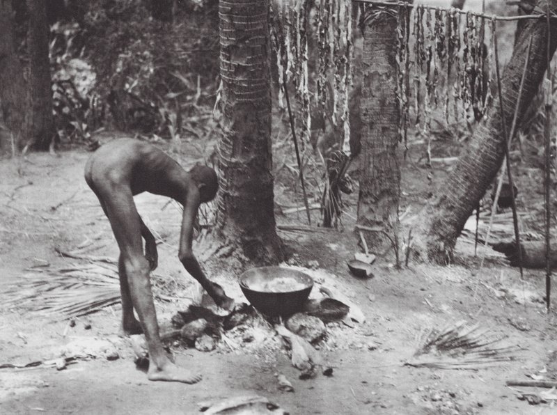 Afrika: Nuer koken krokodillenvlees door Hugo Adolf Bernatzik