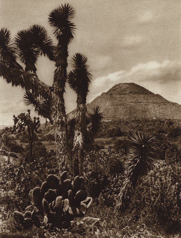 Mexico: San Juan Teotihuacan, piramide van de maan (zwart-wit foto) door Hugo Brehme