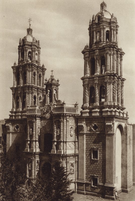 Mexico: San Luis de Potosi, La Catedral (z/w foto) door Hugo Brehme