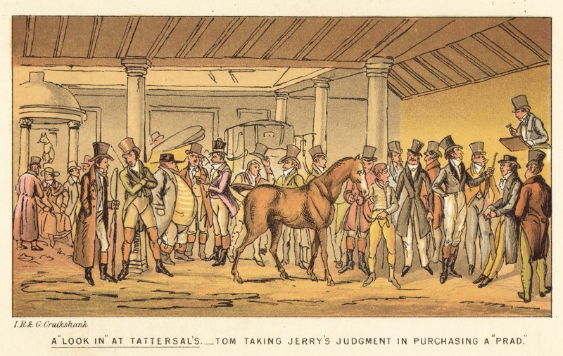 Een kijkje bij Tattersals door Isaac, Robert and George Cruikshank