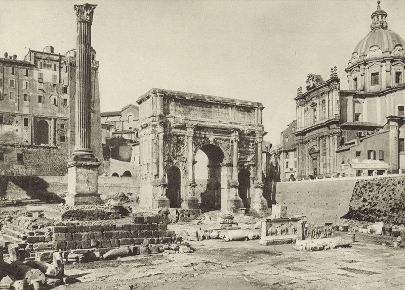 Forum Romanum, Boog van Septimius Severus met de Zuil van Phocas door Italian Photographer