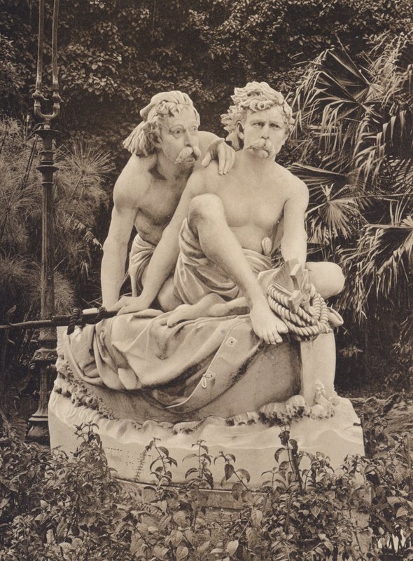 Sicilië / Sicilië: Villa Giulia en de Canaris-groep, Civiletti sculptuur (z/w foto) door Italian Photographer