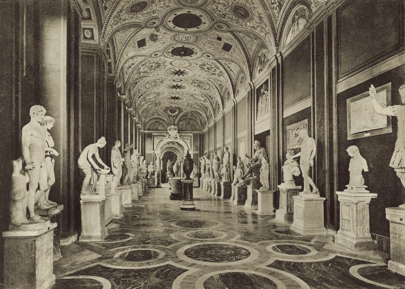 Het Vaticaanmuseum, Het interieur van de Beeldengalerij door Italian Photographer