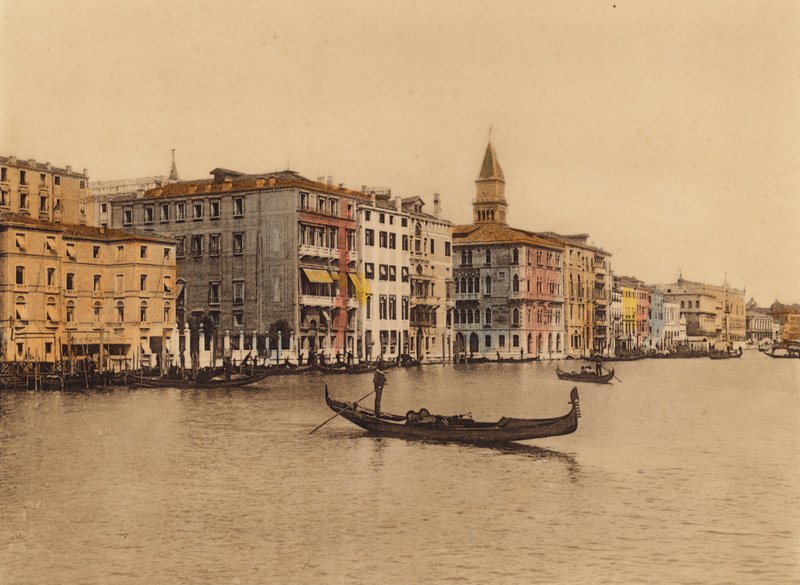Venezia / Venetië: Canal Grande, Alberghi (ingekleurde foto) door Italian Photographer